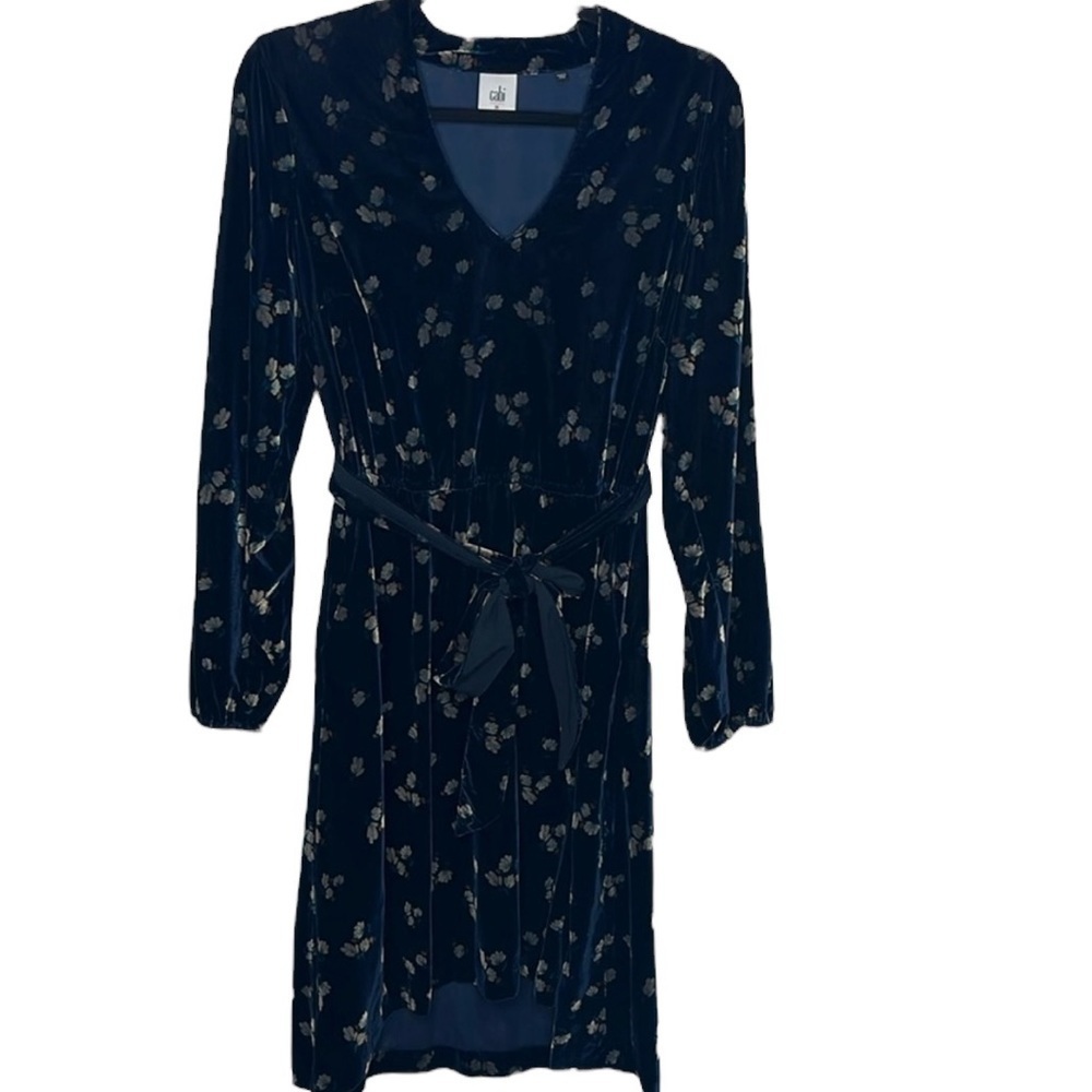 CAbi Decked Out Navy Floral Long Sleeve Dress Style 3875 Women's Size Medium